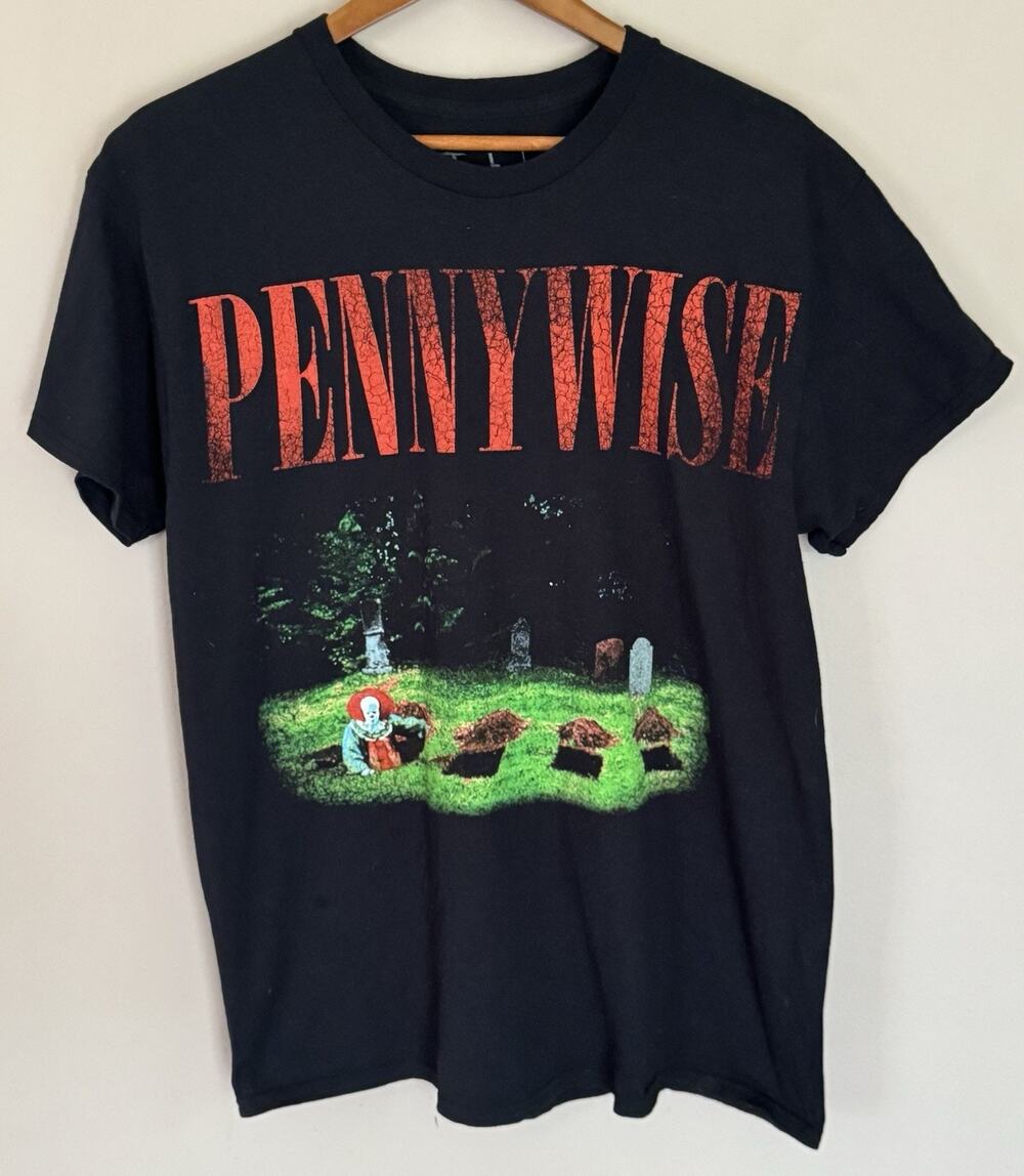 Pennywise IT Black Graphic Crew Neck Short Sleeve Cotton T-Shirt Large